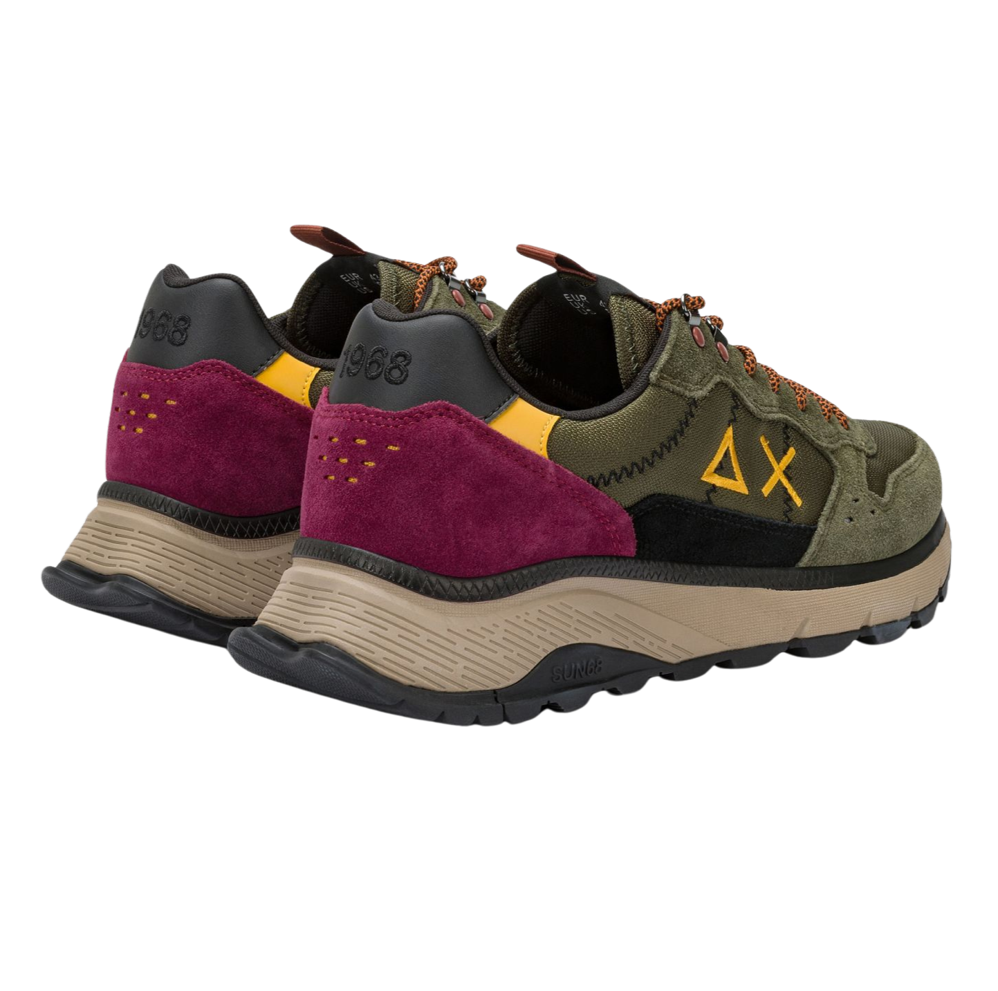 SUN68 Sneakers uomo in suede e tela militare