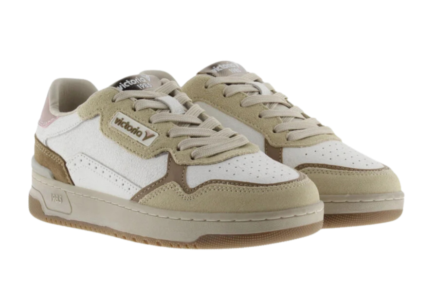 VICTORIA Sneakers donna in pelle con inserti in suede