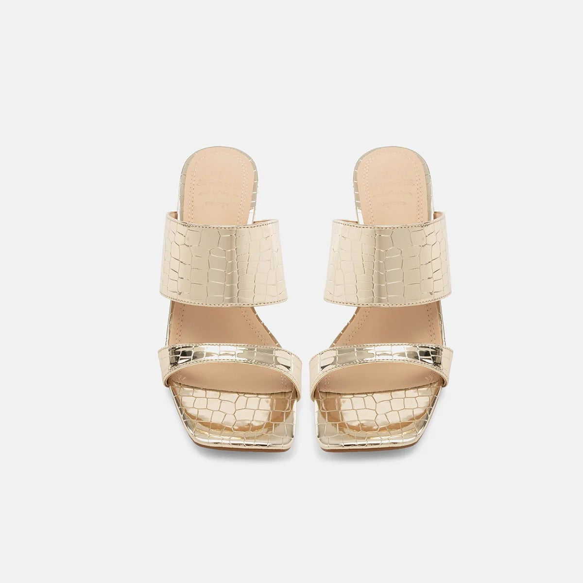 TwentyFourHaitch mules donna in effetto croco specchiato oro