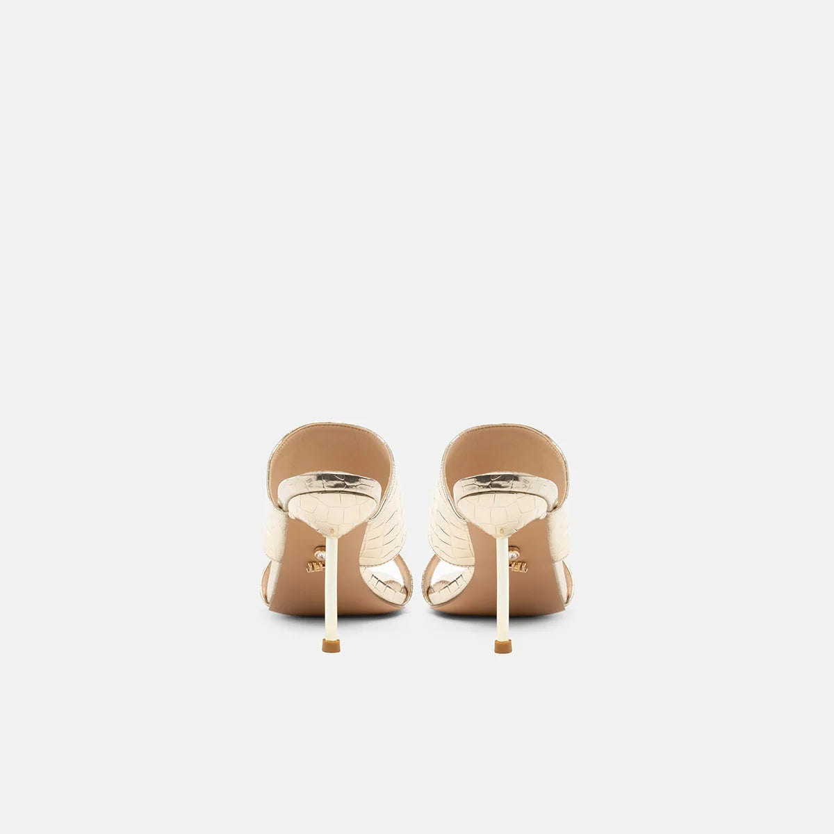 TwentyFourHaitch mules donna in effetto croco specchiato oro