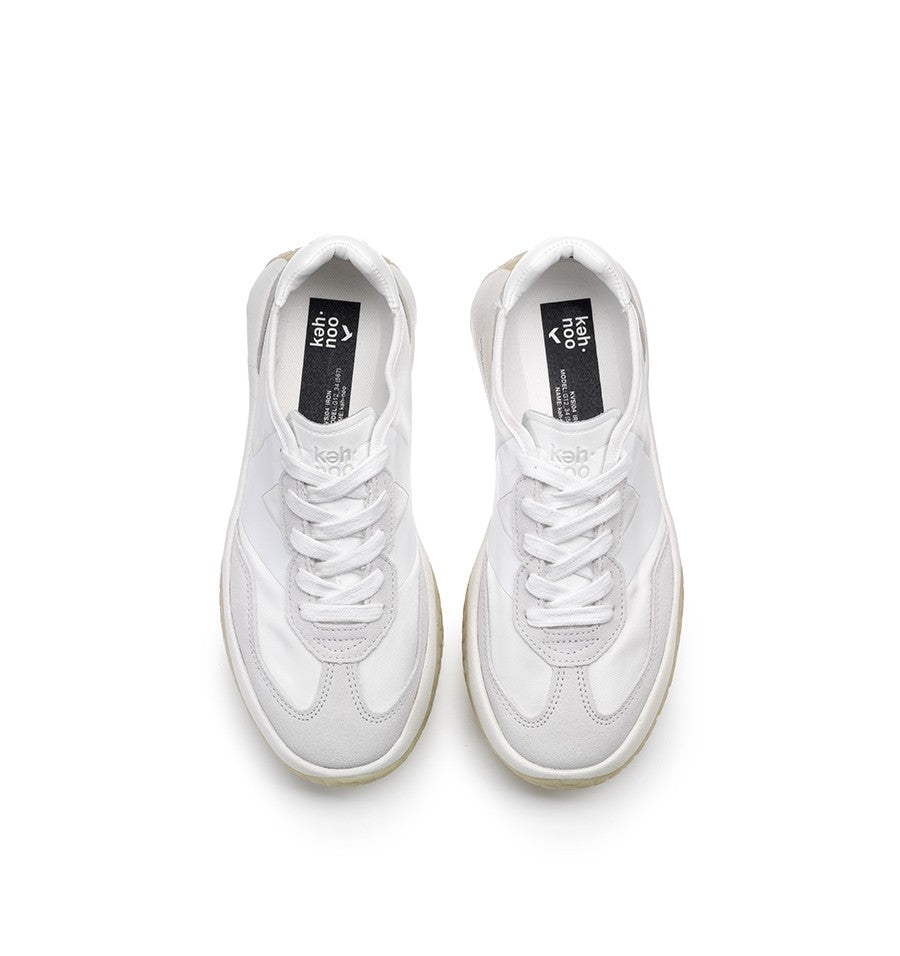 Kehnoo sneaker donna in nylon e suede bianco