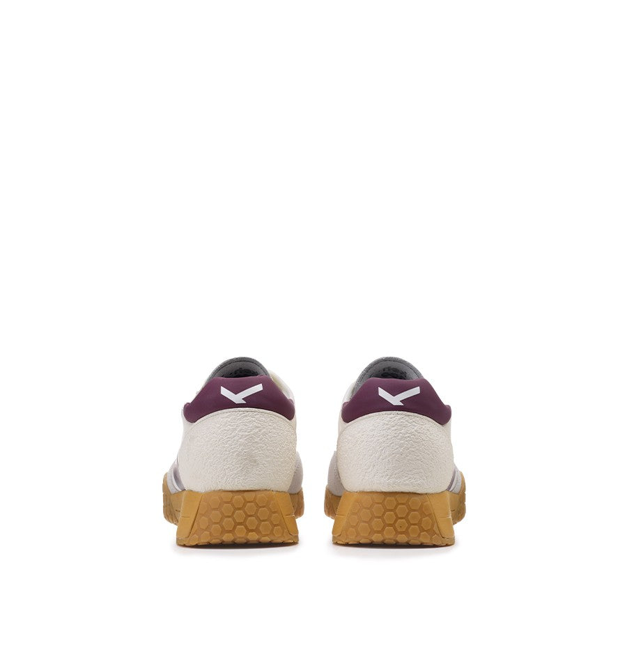 Kehnoo sneaker uomo in nylon e suede bianco con logo e toppone bordeaux
