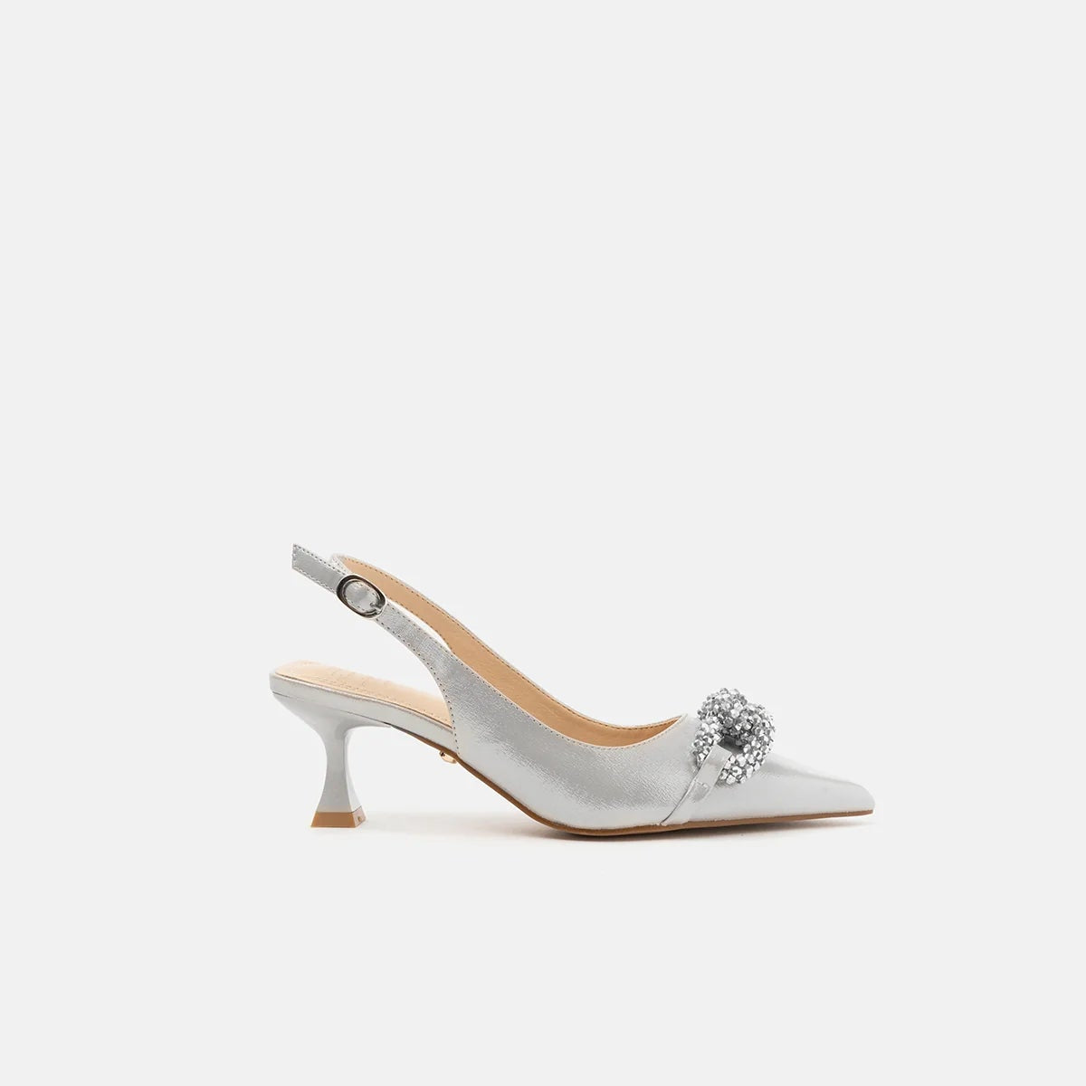 TwentyFourHaitch slingback donna in tessuto glitter argento con intreccio corallini