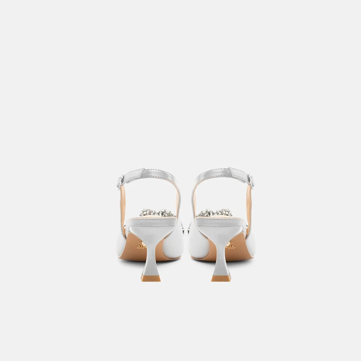 TwentyFourHaitch slingback donna in tessuto glitter argento con intreccio corallini