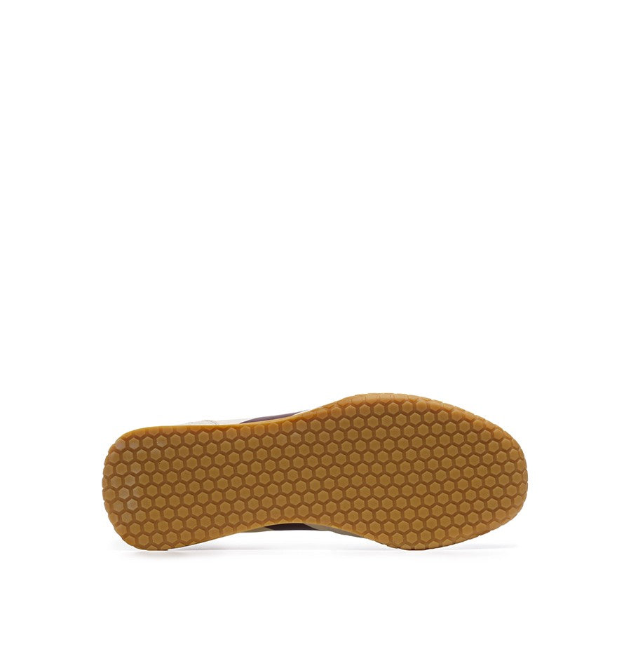 Kehnoo sneaker uomo in nylon e suede bianco con logo e toppone bordeaux