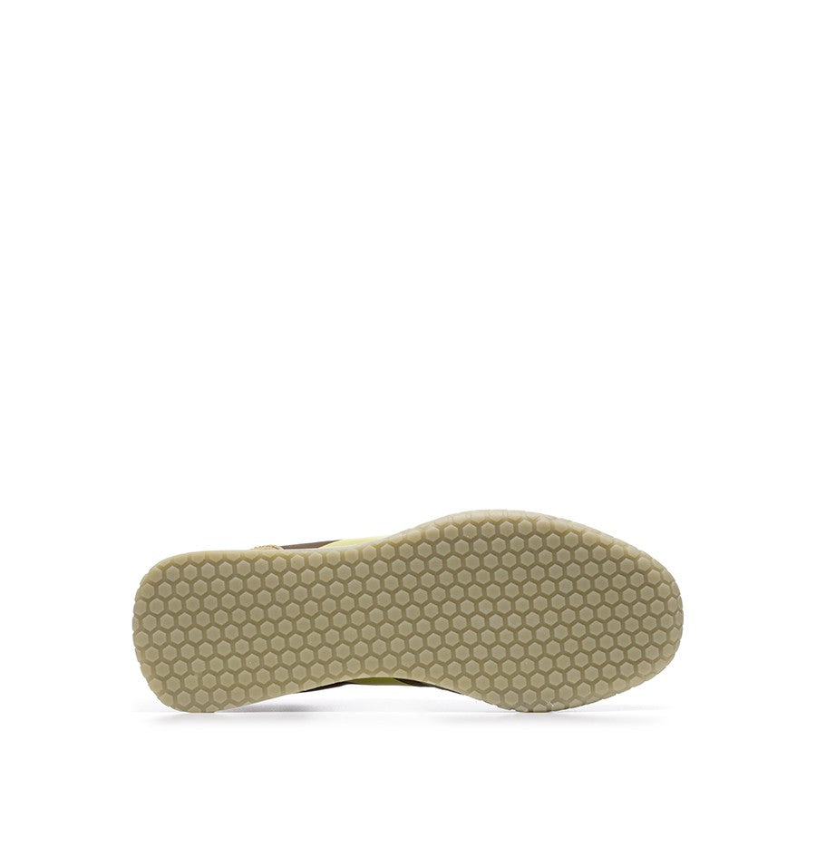 Kehnoo sneaker uomo in nylon e suede khaky con logo lime e dettagli avio