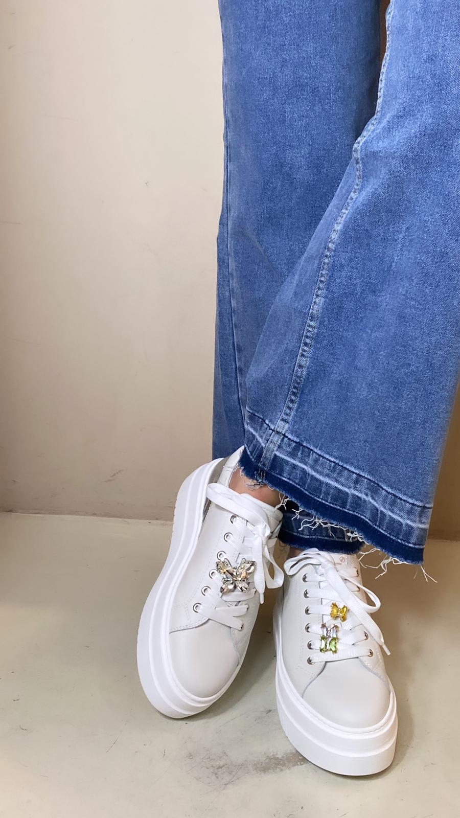 Méliné Sneakers Donna con Charms Farfalle in Pelle Multi Color.