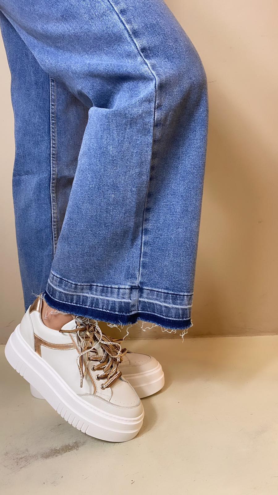 Méliné Sneaker Donna in Pelle Bianco e Cipria