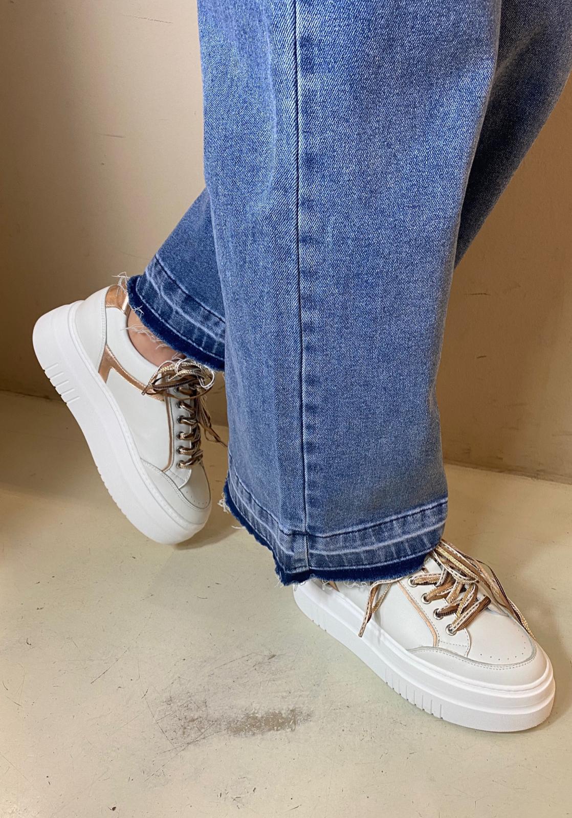 Méliné Sneaker Donna in Pelle Bianco e Cipria
