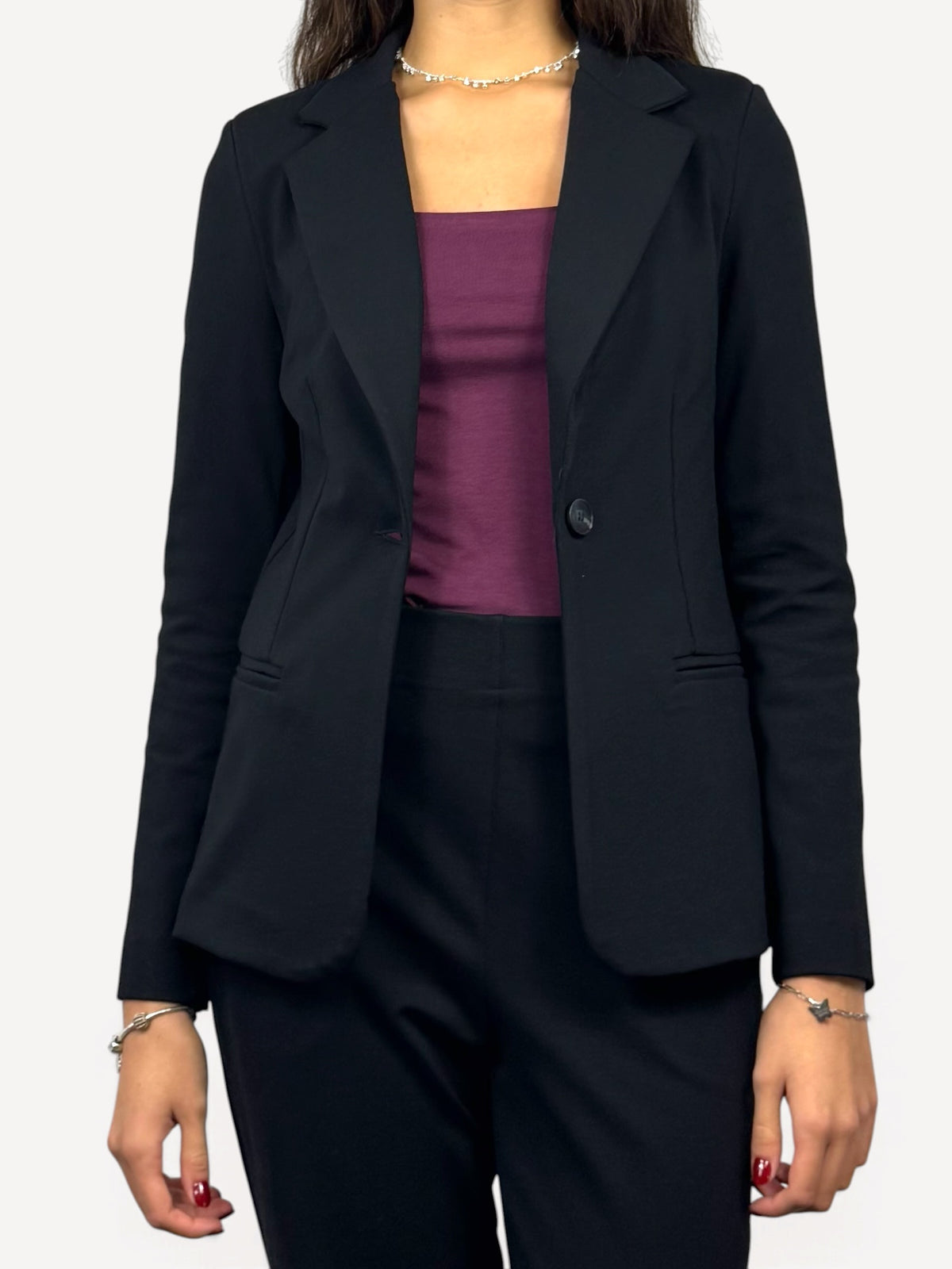 SUSY MIX BLAZER TESSUTO PUNTO MILANO NERO