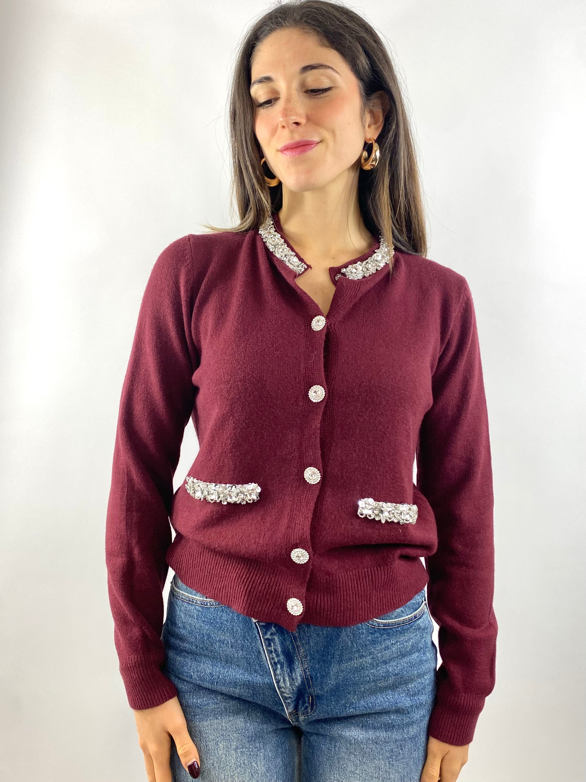 SUSY MIX CARDIGAN VINO