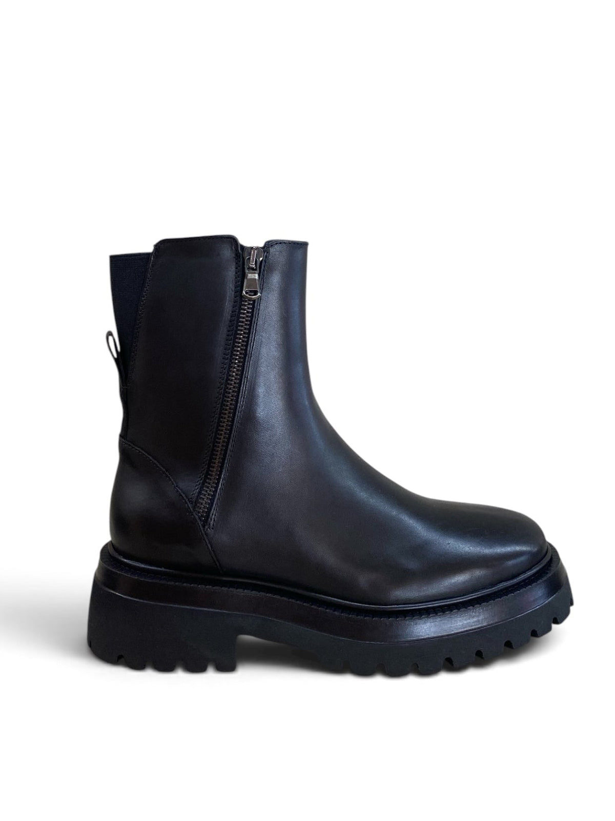 ANIMA STIVALETTI PELLE DOPPIA ZIP NERO