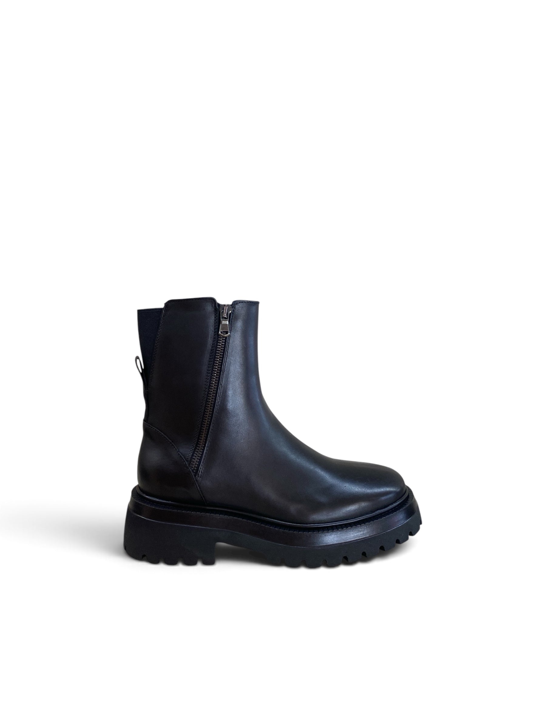 ANIMA STIVALETTO PELLE DOPPIA ZIP NERO