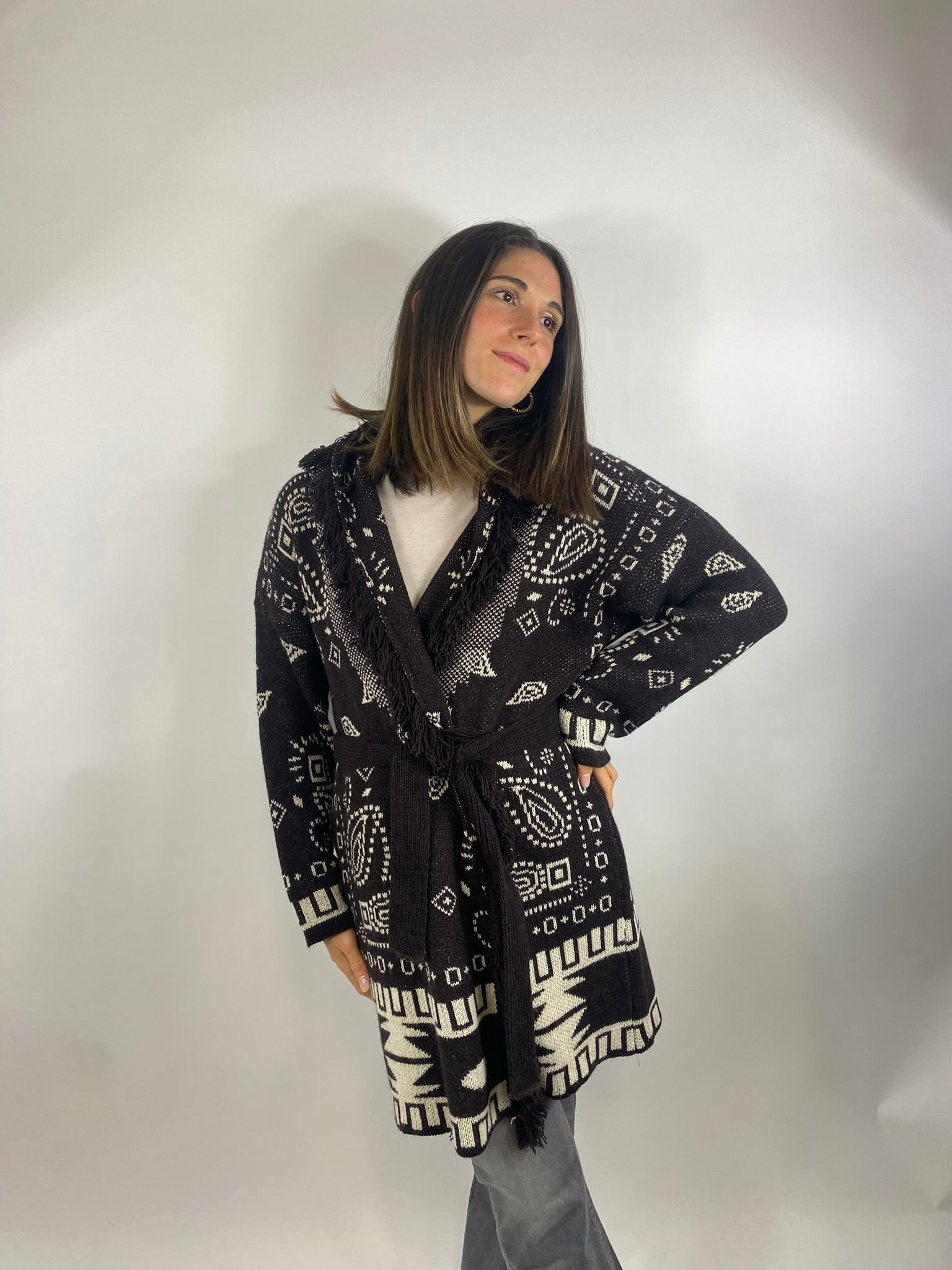 SUSY MIX CARDIGAN CON FRANGIA MORO