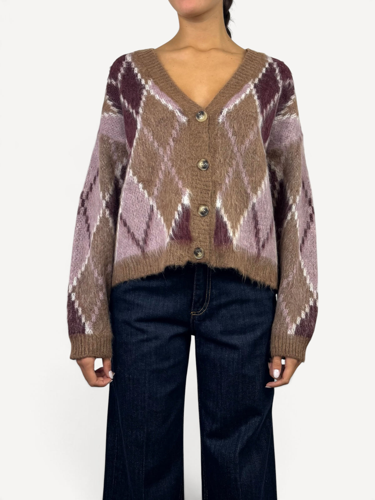 SUSY MIX CARDIGAN FANTASIA ROMBI FANGO