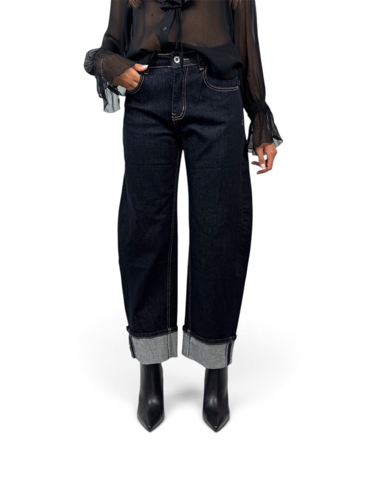 SUSY MIX JEANS CON RISVOLTO BLU