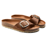 Birkenstock Ciabatta Donna Madrid big buckle pelle oliata cognac