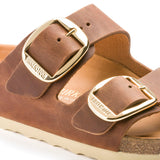 Birkenstock Ciabatta Donna Arizona big buckle pelle oliata cognac