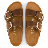 Birkenstock Ciabatta Donna Arizona big buckle pelle oliata cognac