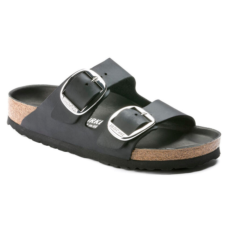 Birkenstock Ciabatta Donna big buckle pelle oliata Nero