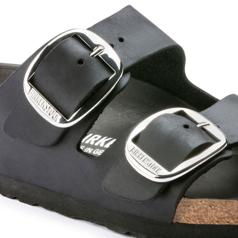 Birkenstock Ciabatta Donna big buckle pelle oliata Nero