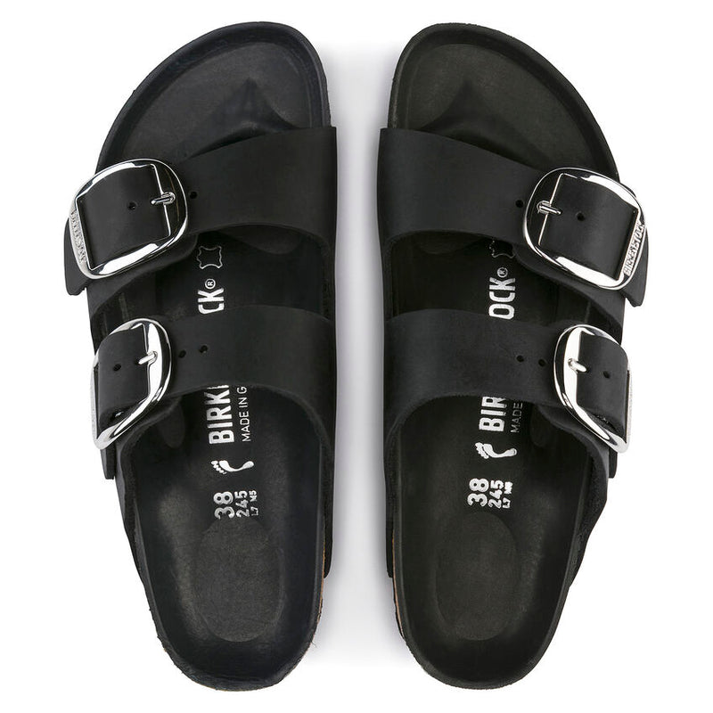 Birkenstock Ciabatta Donna big buckle pelle oliata Nero