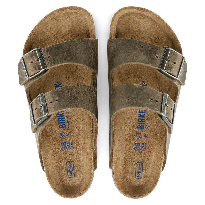 Birkenstock Ciabatta unisex Arizona SFB in pelle oliata khaki