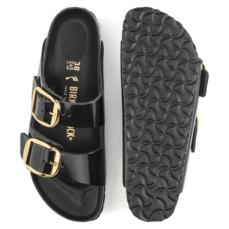 Birkenstock Ciabatta Donna Arizona big buckle nero lucida