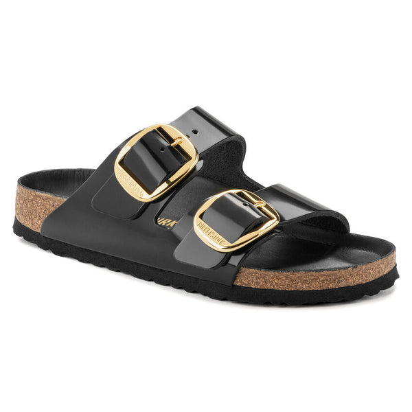 Birkenstock Ciabatta Donna Arizona big buckle nero lucida