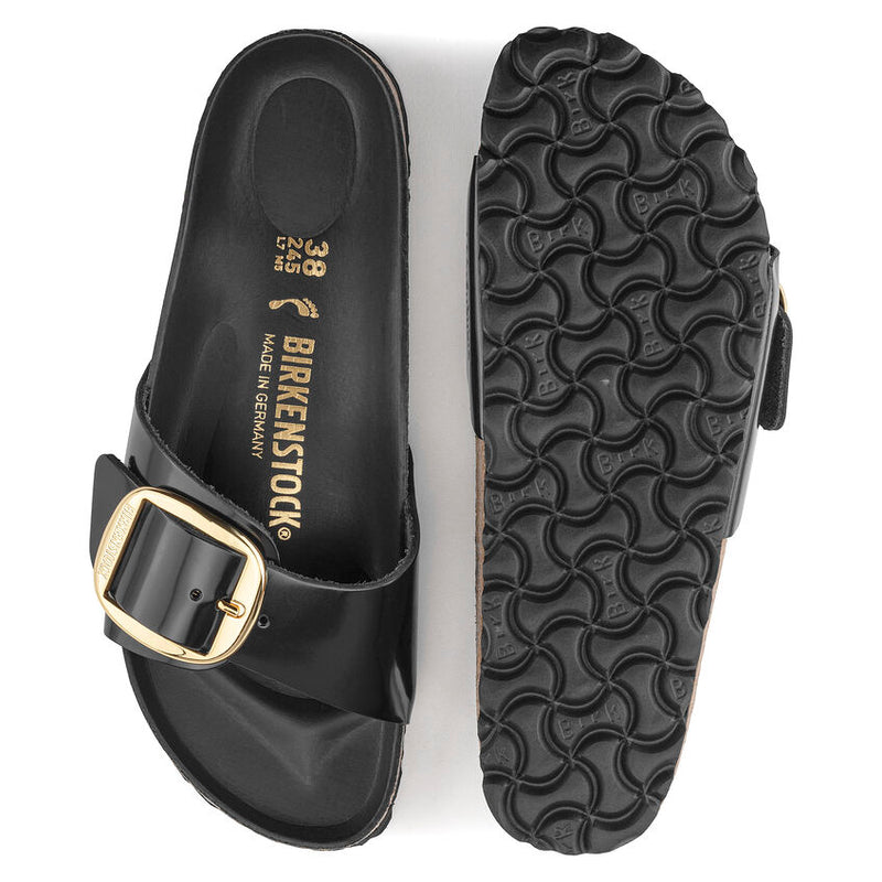 Birkenstock Ciabatta Donna Madrid big buckle nero lucido