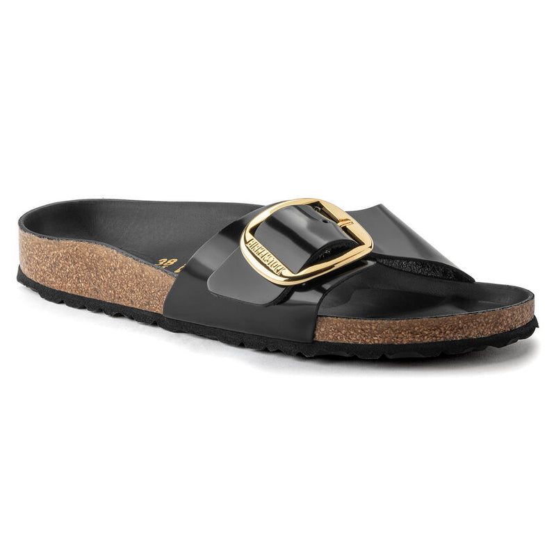 Birkenstock Ciabatta Donna Madrid big buckle nero lucido