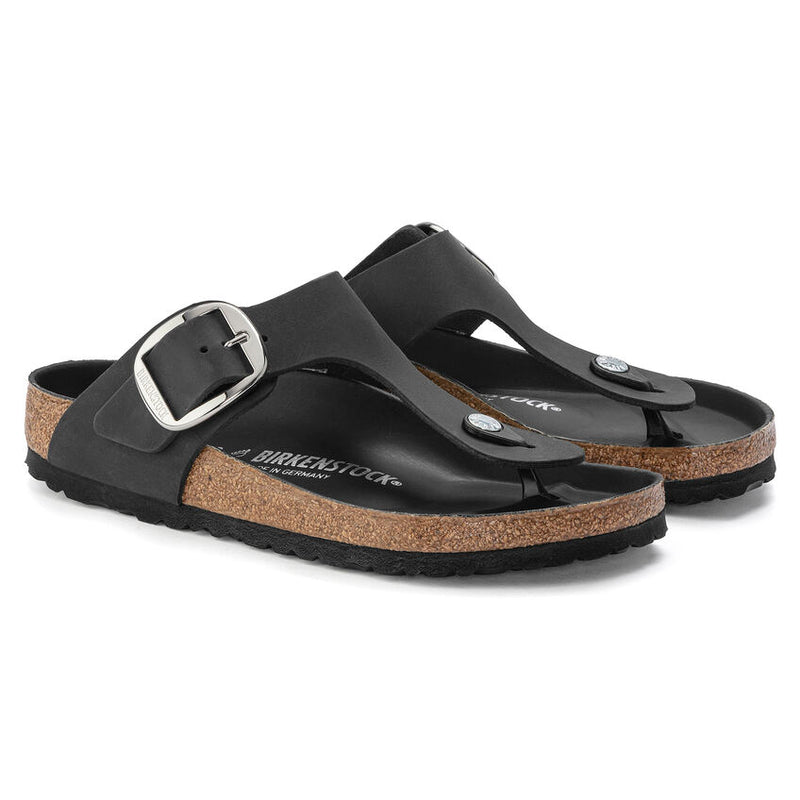 Birkenstock Ciabatta infradito Donna Gizeh big buckle pelle oliata black