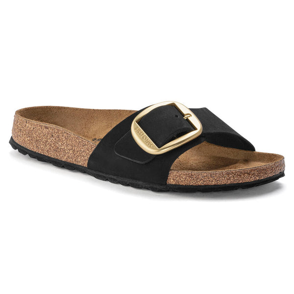 Birkenstock Ciabatta Donna Madrid big buckle nabuck nero