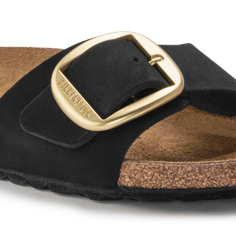 Birkenstock Ciabatta Donna Madrid big buckle nabuck nero