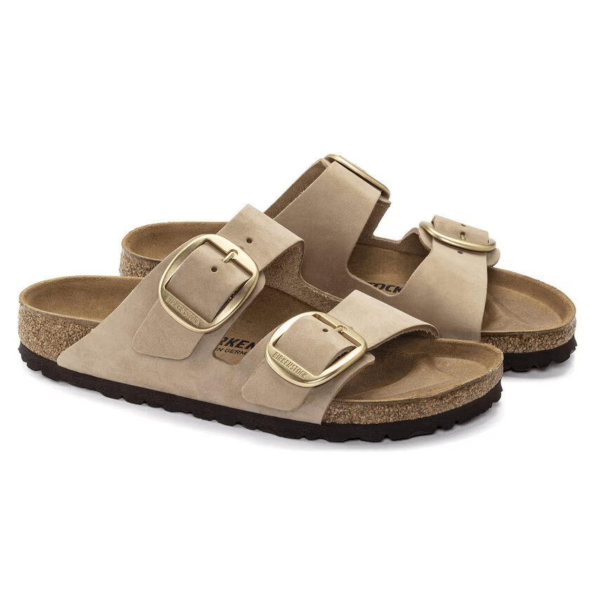 Birkenstock Ciabatta donna 2 fasce nabuck con big buckle Sandcastle