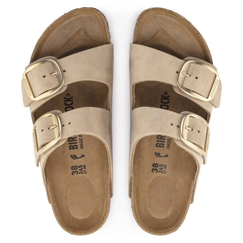Birkenstock Ciabatta donna 2 fasce nabuck con big buckle Sandcastle