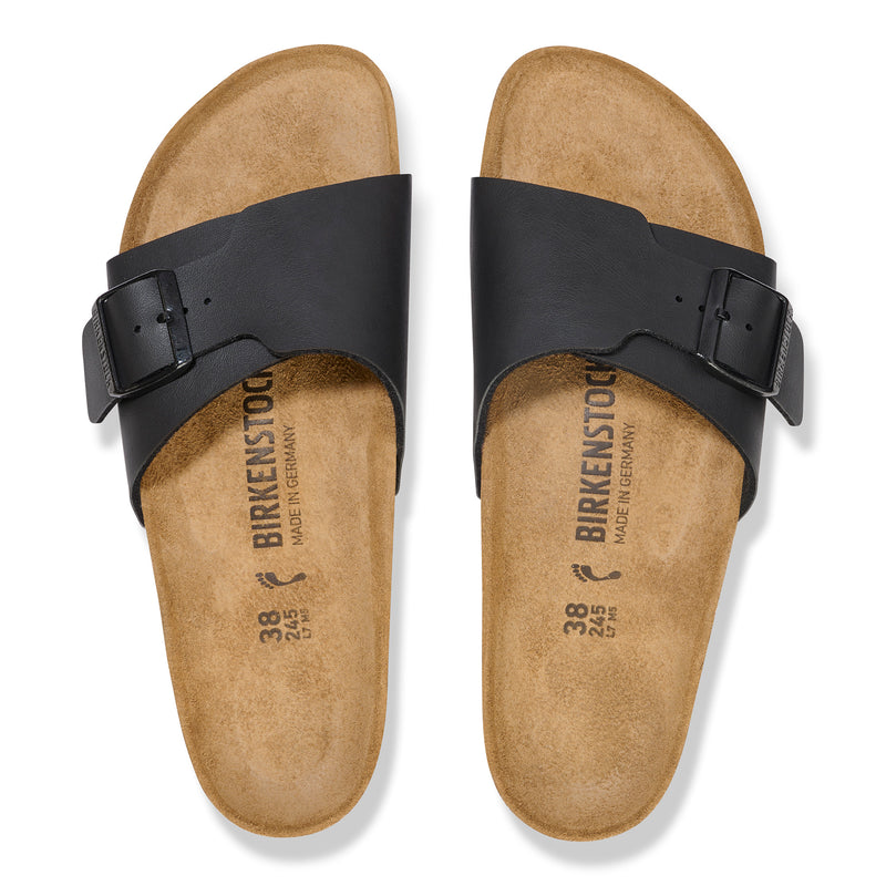 Birkenstock Ciabatta donna fascia larga con fibbia birko flor nera