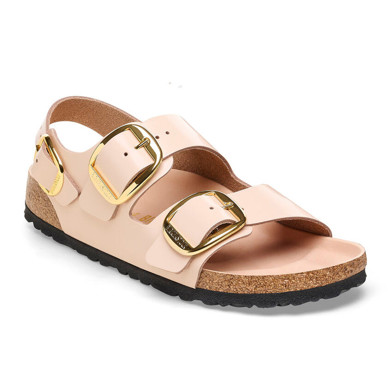 Birkenstock Sandalo Donna Milano big buckle shine new beige