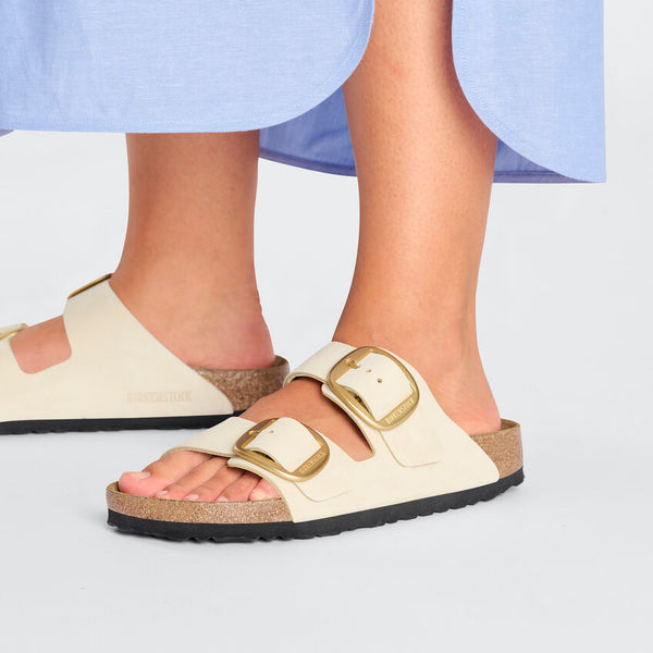 Birkenstock Ciabatta Donna Arizona big buckle nabuck ecru