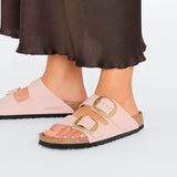 Birkenstock Ciabatta Donna Arizona big buckle nabuck soft pink