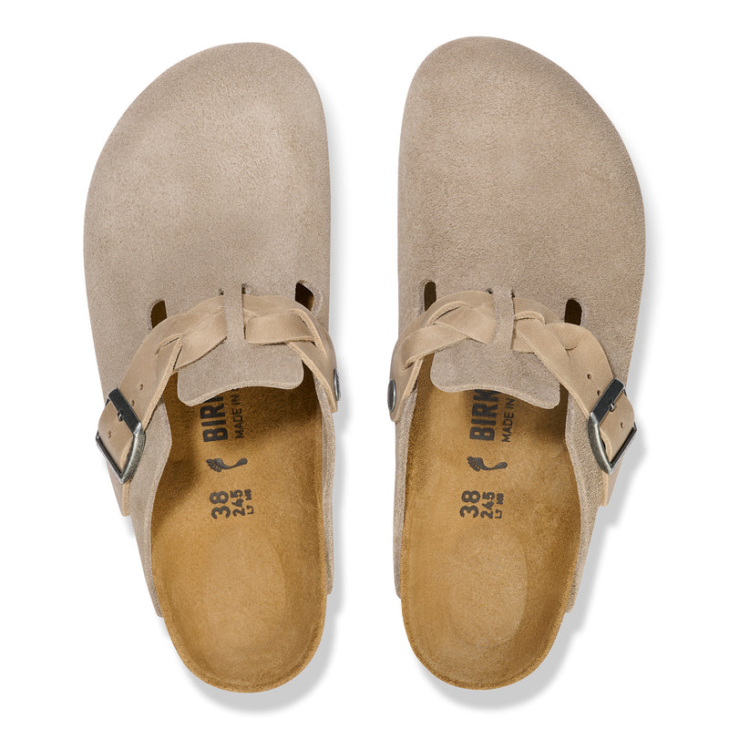 Birkenstock Sabot donna camoscio con treccia in pelle