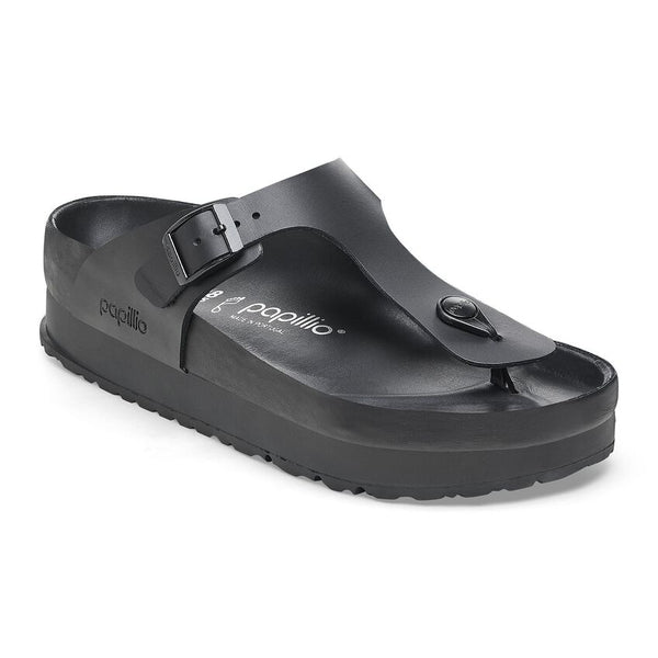 Birkentsock Ciabatta Infradito donna platform in pelle nero