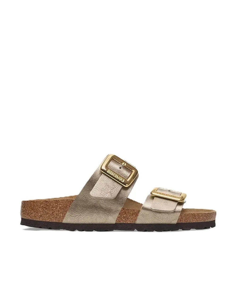 Birkenstock ciabatta donna due fasce birko flor taupe con fibbie cushion buckle