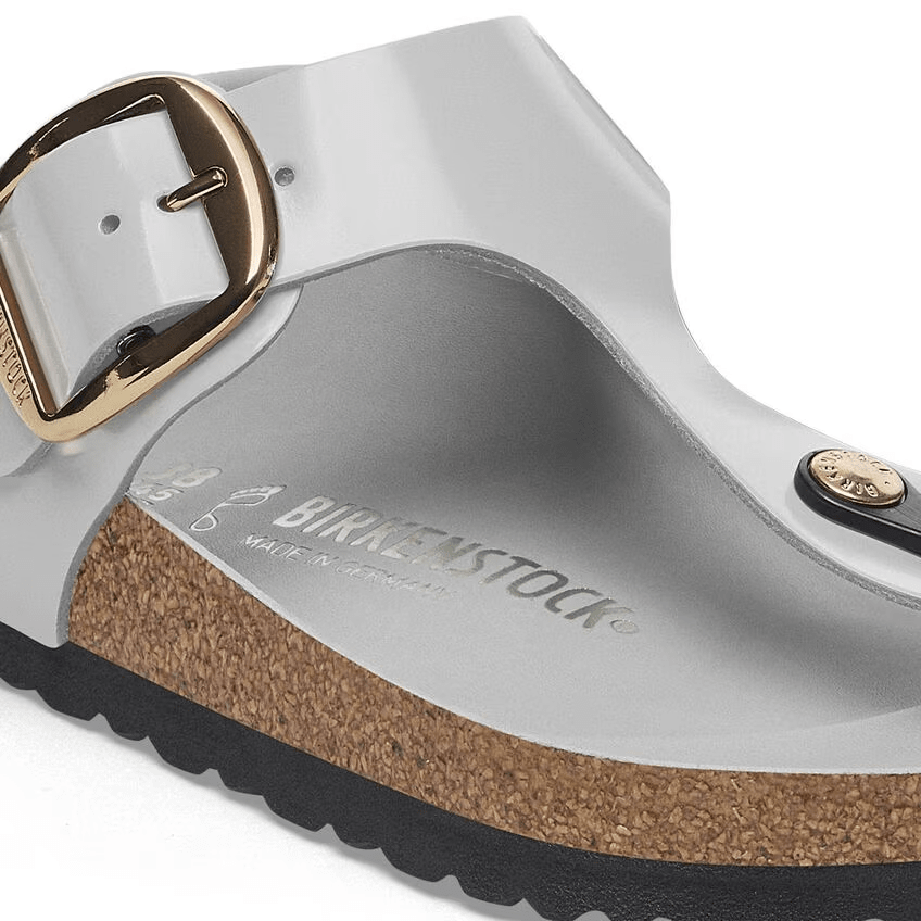 Birkenstock Ciabatta infradito donna pelle verniciata big buckle oro