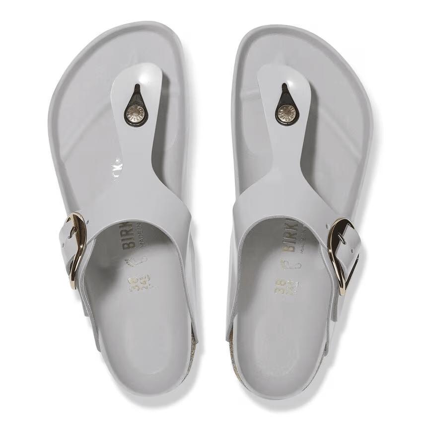 Birkenstock Ciabatta infradito donna pelle verniciata big buckle oro
