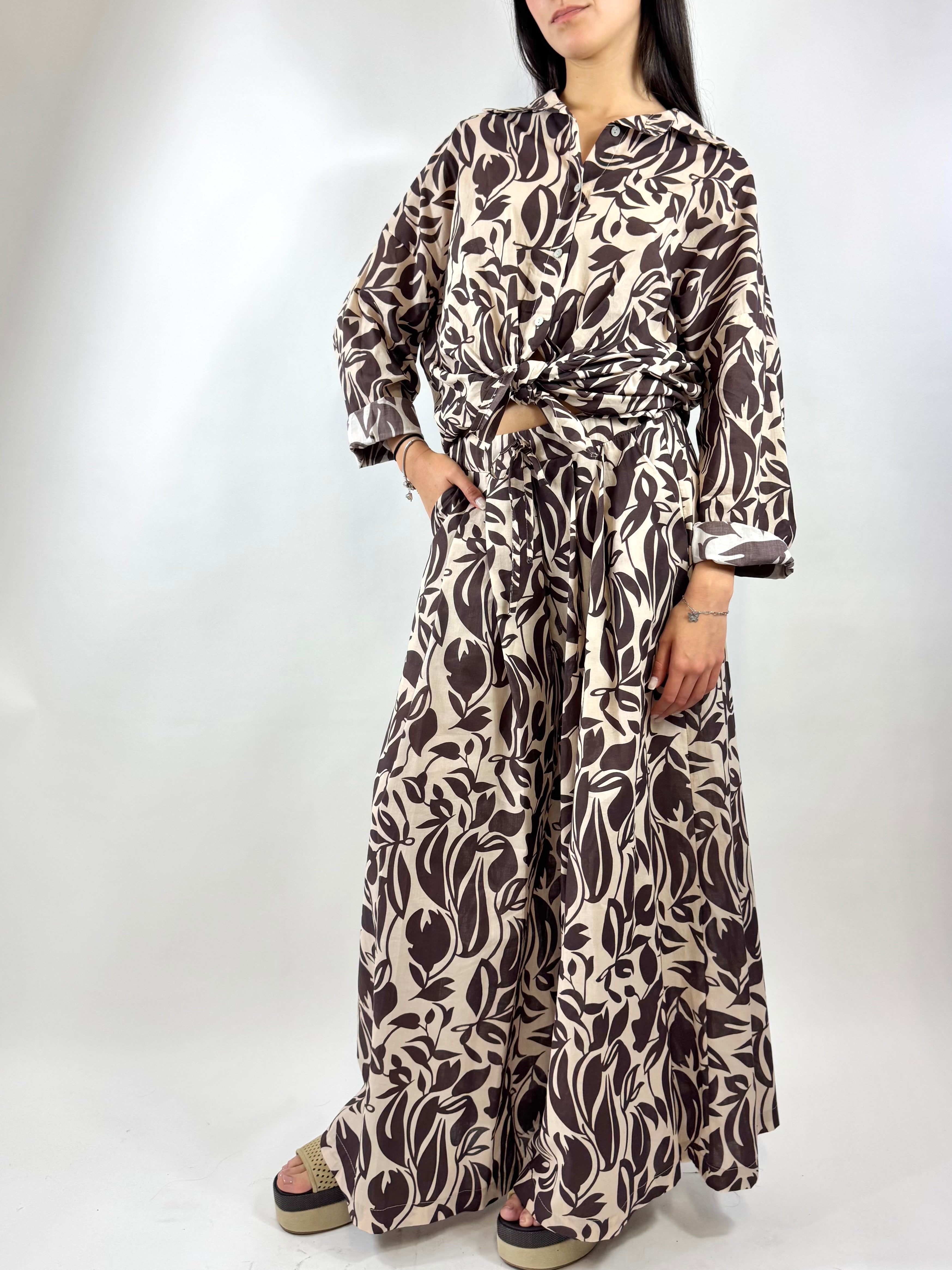 SUSY MIX CAMICIA FANTASIA MORO E BEIGE