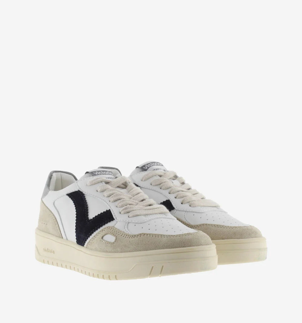 VICTORIA Sneaker uomo modello tennis materiali suede pelle bianco