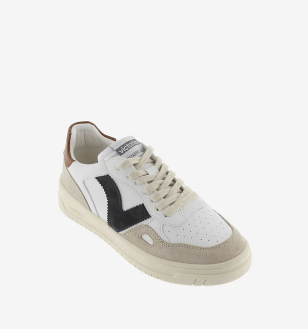 Victoria Sneaker uomo in pelle bianca e cuero