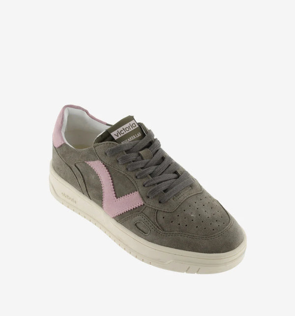 Victoria Sneaker donna in suede kaki e rosa