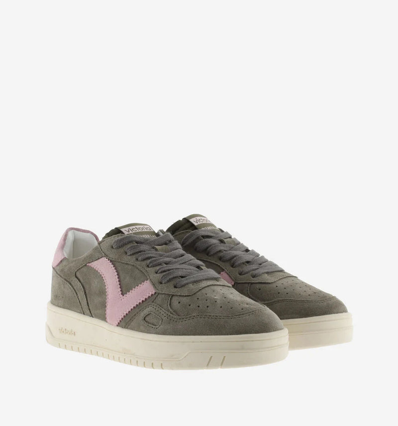 Victoria Sneaker donna in suede kaki e rosa